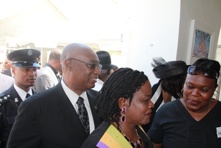 Premier of Nevis , Hon. Joseph Parry entering the church